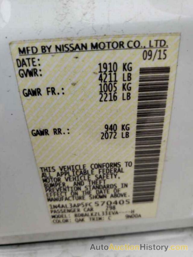 NISSAN ALTIMA 2.5, 1N4AL3AP5FC570405