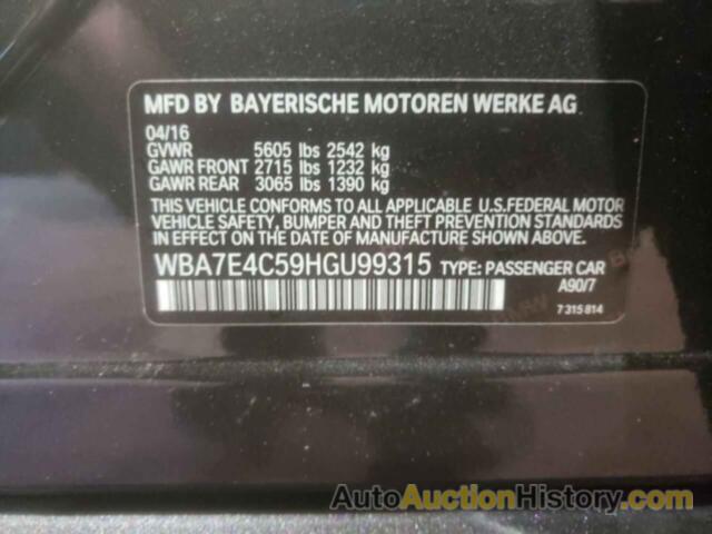 BMW 7 SERIES XI, WBA7E4C59HGU99315