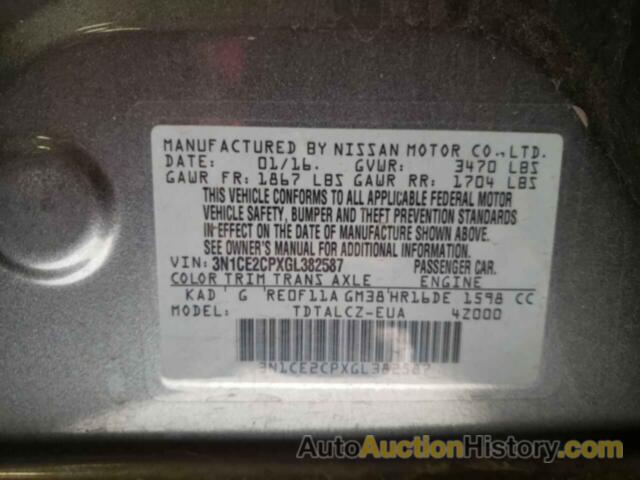 NISSAN VERSA S, 3N1CE2CPXGL382587