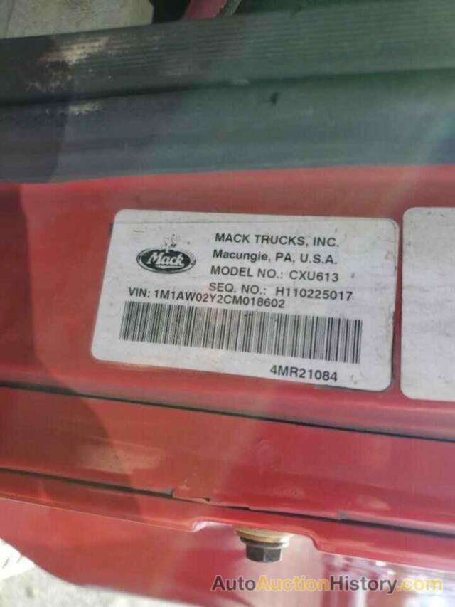MACK ALL MODELS CXU600, 1M1AW02Y2CM018602
