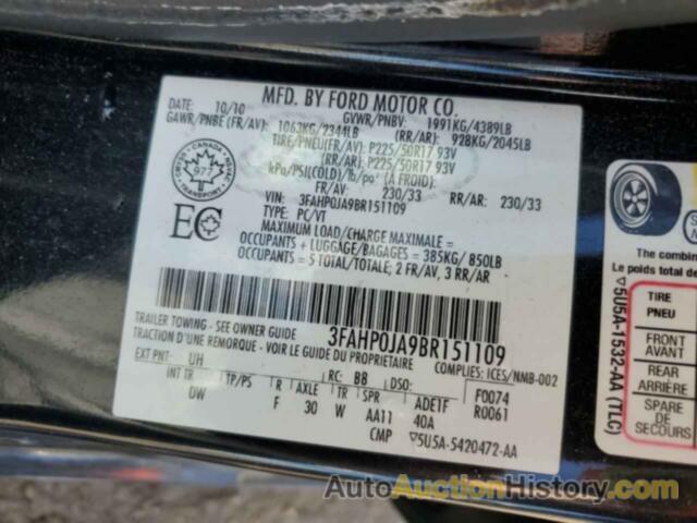 FORD FUSION SEL, 3FAHP0JA9BR151109