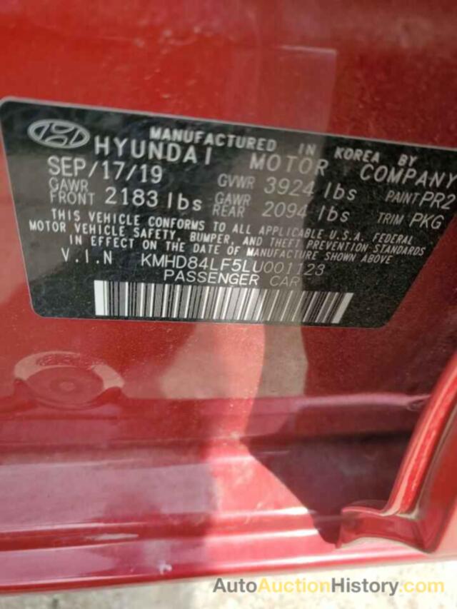 HYUNDAI ELANTRA SEL, KMHD84LF5LU001123