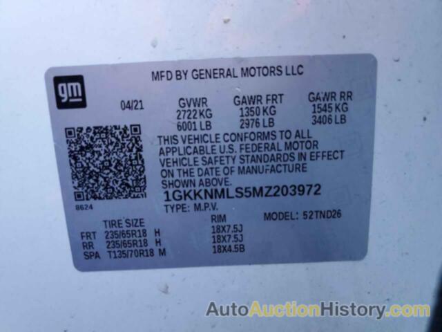 GMC ACADIA SLT, 1GKKNMLS5MZ203972