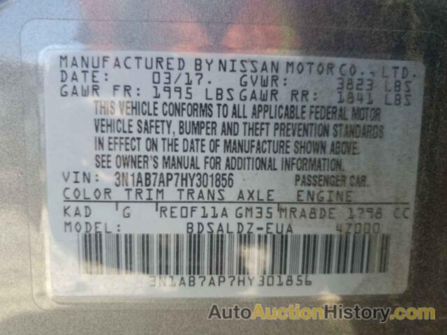 NISSAN SENTRA S, 3N1AB7AP7HY301856