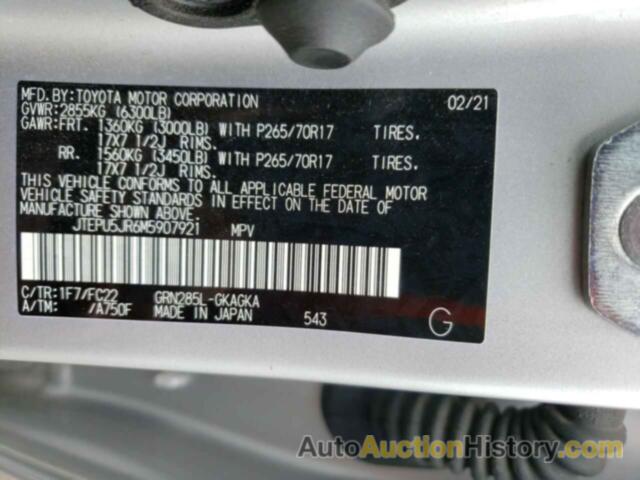 TOYOTA 4RUNNER SR5/SR5 PREMIUM, JTEPU5JR6M5907921