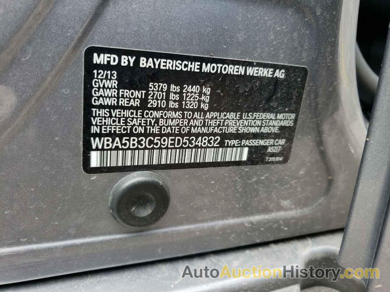 BMW 5 SERIES XI, WBA5B3C59ED534832