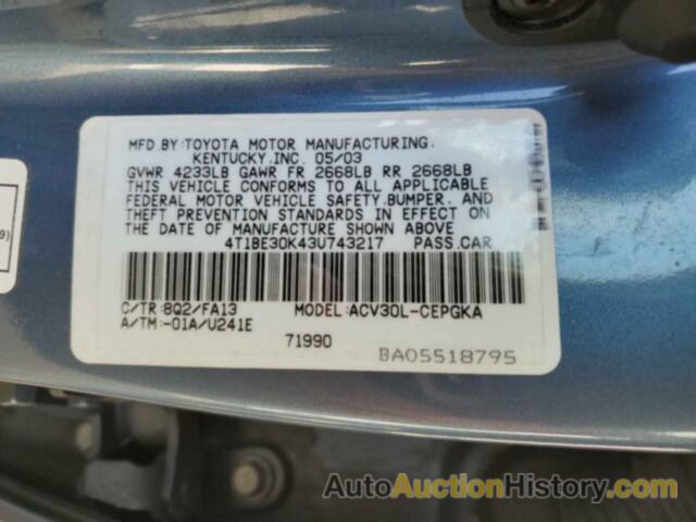 TOYOTA CAMRY LE, 4T1BE30K43U743217