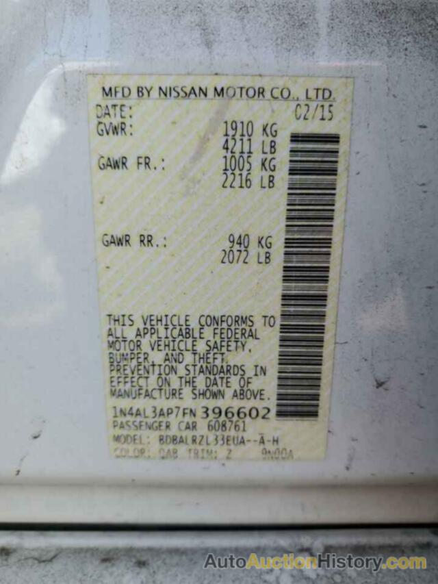 NISSAN ALTIMA 2.5, 1N4AL3AP7FN396602