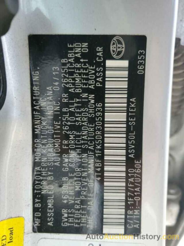 TOYOTA CAMRY L, 4T4BF1FK5DR305936