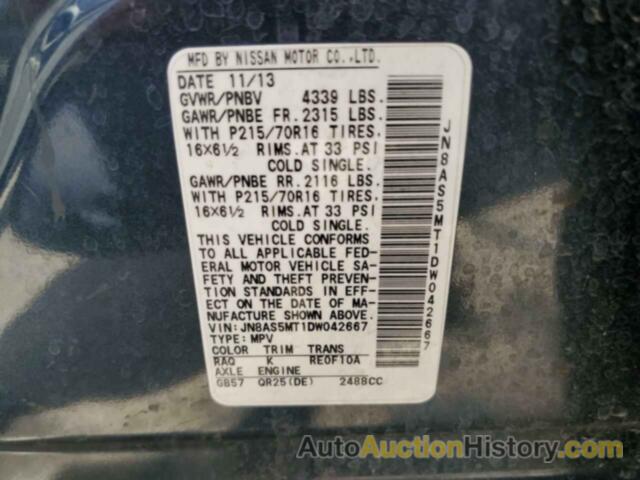 NISSAN ROGUE S, JN8AS5MT1DW042667