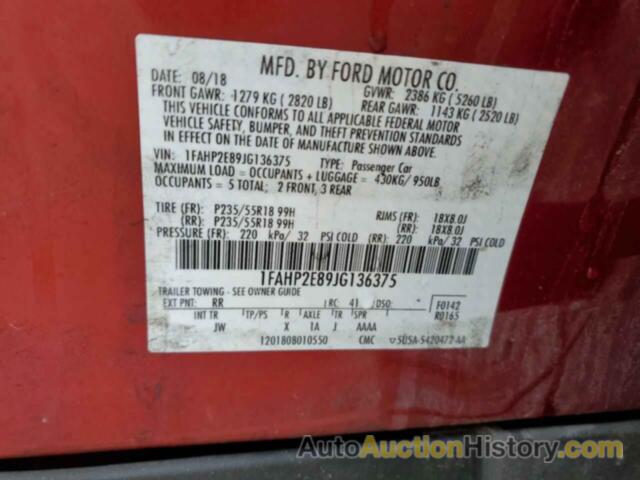 FORD TAURUS SEL, 1FAHP2E89JG136375