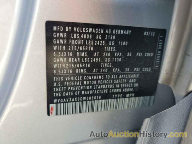 VOLKSWAGEN TIGUAN S, WVGAV3AX9DW609816