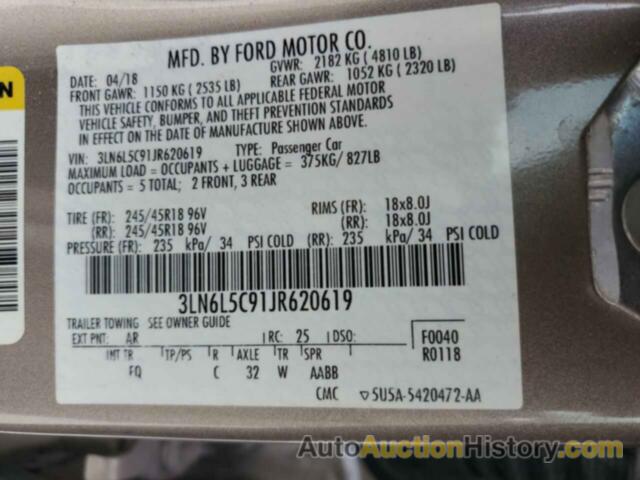 LINCOLN MKZ SELECT, 3LN6L5C91JR620619