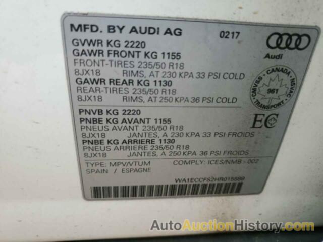 AUDI Q3 PREMIUM, WA1ECCFS2HR015589