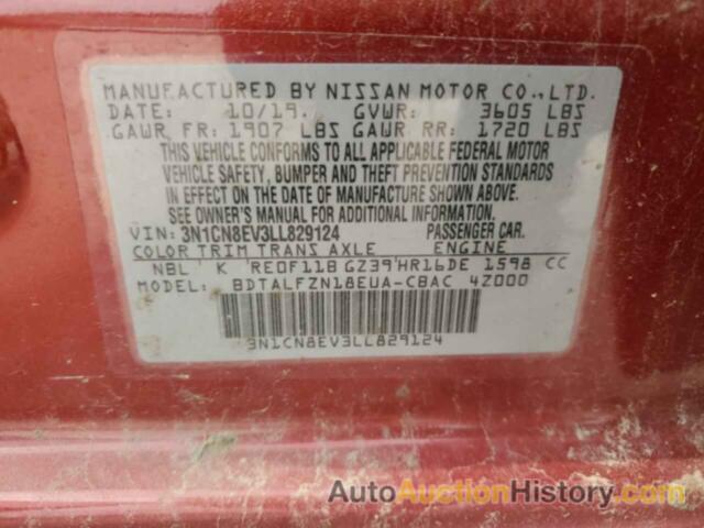 NISSAN VERSA SV, 3N1CN8EV3LL829124