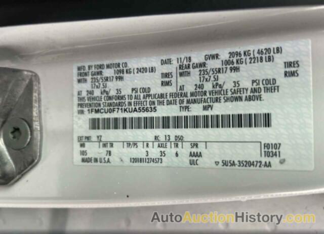 FORD ESCAPE S, 1FMCU0F71KUA55635