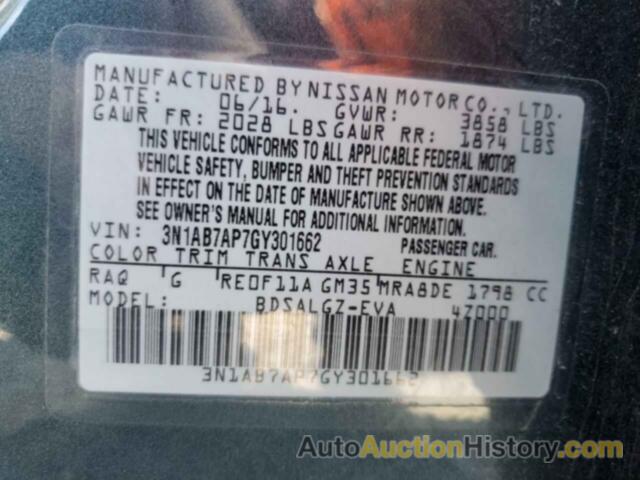 NISSAN SENTRA S, 3N1AB7AP7GY301662