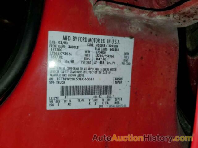 FORD F250 SUPER DUTY, 1FTNW20L53EC60041