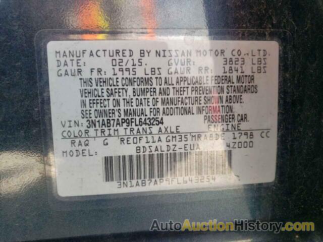 NISSAN SENTRA S, 3N1AB7AP9FL643254