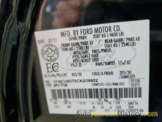 FORD ESCAPE XLT, 1FMCU9D75CKA18852