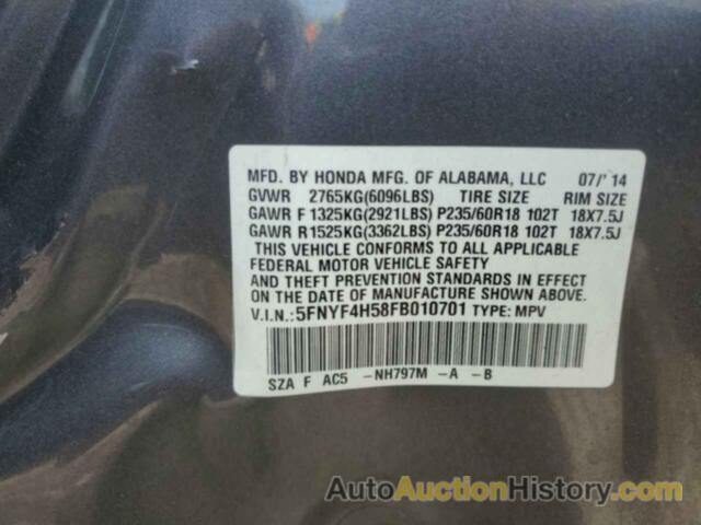 HONDA PILOT EXL, 5FNYF4H58FB010701