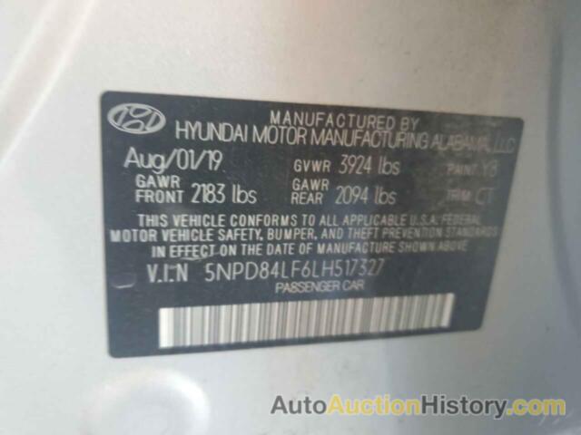 HYUNDAI ELANTRA SEL, 5NPD84LF6LH517327