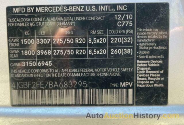 MERCEDES-BENZ GL-CLASS 350 BLUETEC, 4JGBF2FE7BA683295