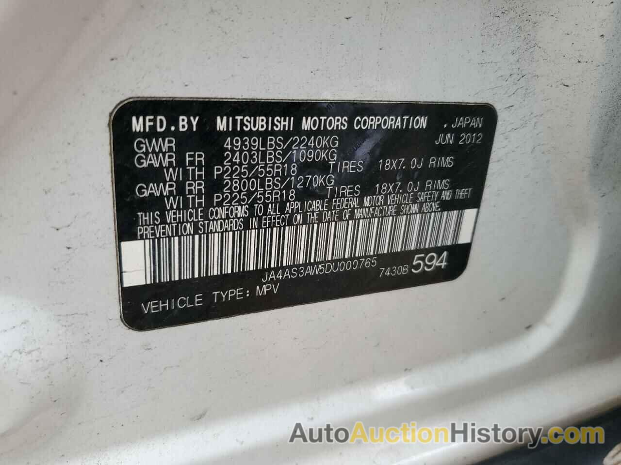 MITSUBISHI OUTLANDER SE, JA4AS3AW5DU000765