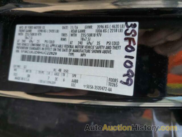 FORD ESCAPE TITANIUM, 1FMCU0JD9HUC22829