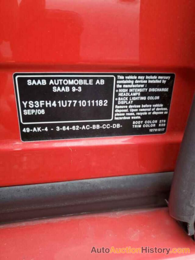 SAAB 9 3 AERO, YS3FH41U771011182