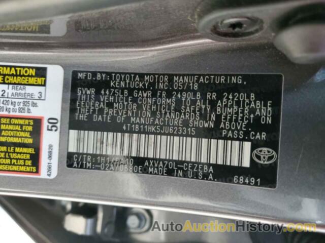 TOYOTA CAMRY L, 4T1B11HK5JU623315