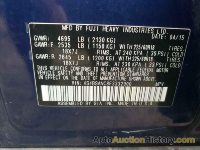 SUBARU OUTBACK 2.5I LIMITED, 4S4BSANC8F3332900