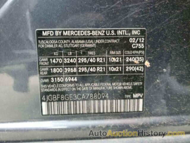 MERCEDES-BENZ GL-CLASS 550 4MATIC, 4JGBF8GE3CA788094