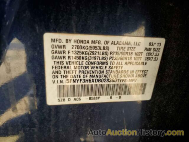 HONDA PILOT EXL, 5FNYF3H6XDB028360