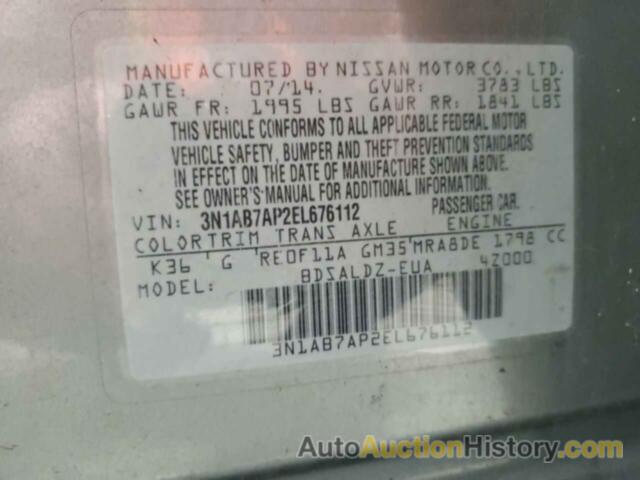 NISSAN SENTRA S, 3N1AB7AP2EL676112