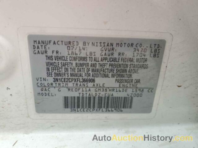 NISSAN VERSA S, 3N1CE2CPXFL366906