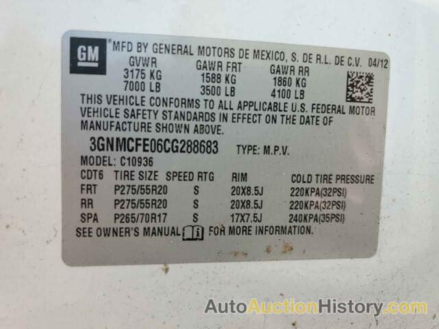 CHEVROLET AVALANCHE LT, 3GNMCFE06CG288683