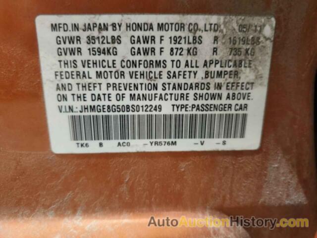 HONDA FIT SPORT, JHMGE8G50BS012249