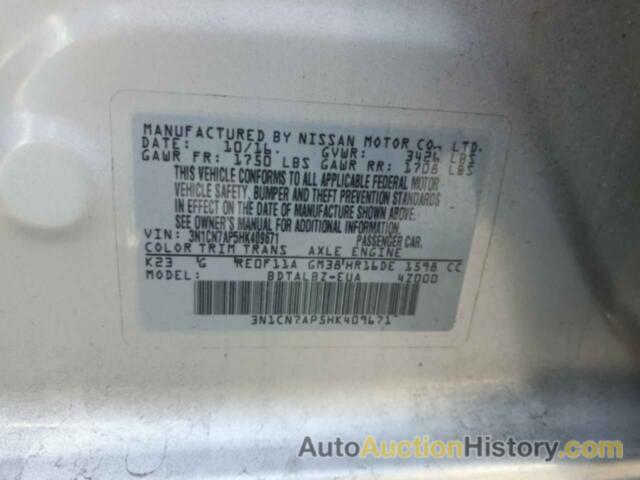 NISSAN VERSA S, 3N1CN7AP5HK409671