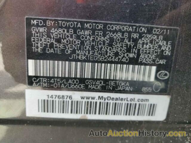 LEXUS ES350 350, JTHBK1EG5B2444740