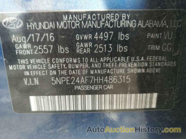 HYUNDAI SONATA SE, 5NPE24AF7HH486315