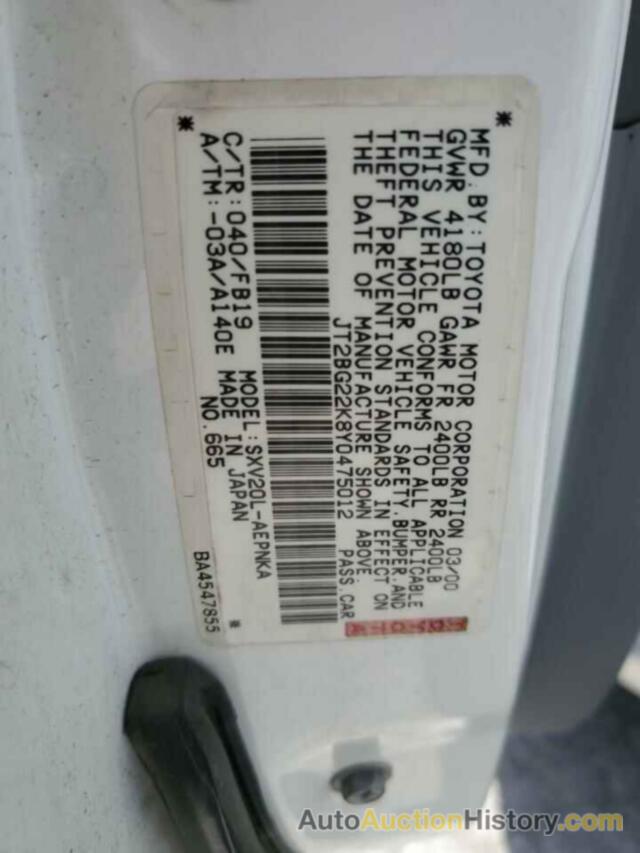 TOYOTA CAMRY CE, JT2BG22K8Y0475012