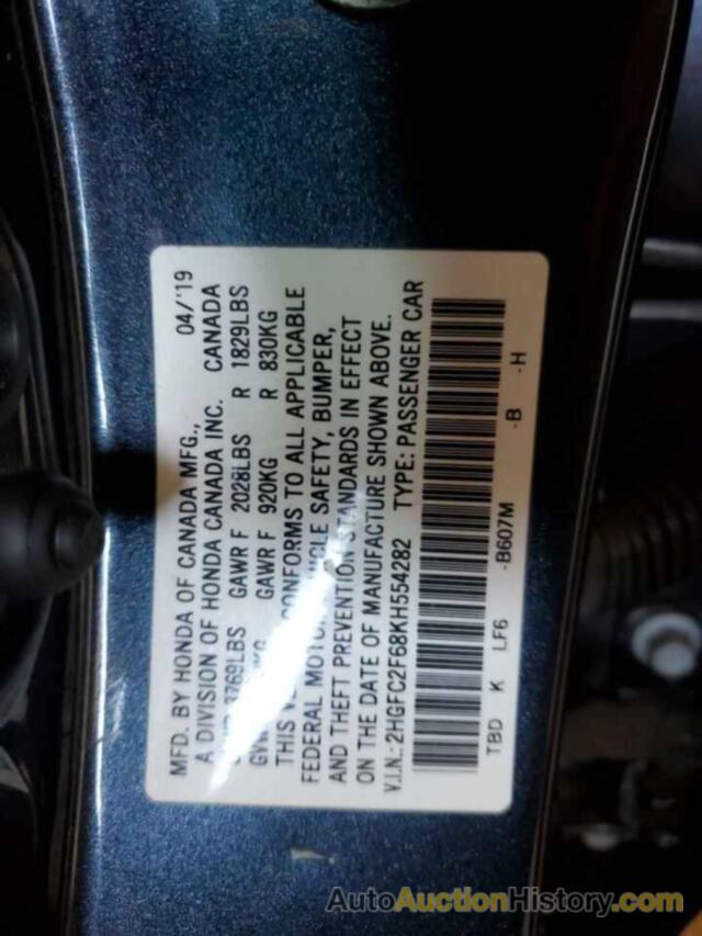 HONDA CIVIC LX, 2HGFC2F68KH554282