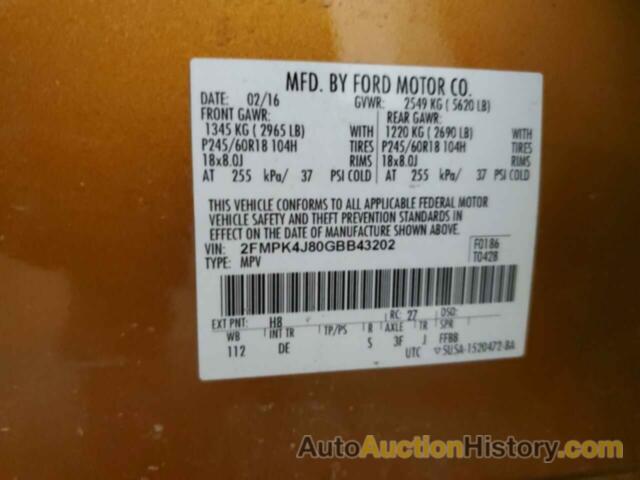 FORD EDGE SEL, 2FMPK4J80GBB43202