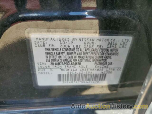 NISSAN SENTRA S, 3N1AB7AP9DL624670