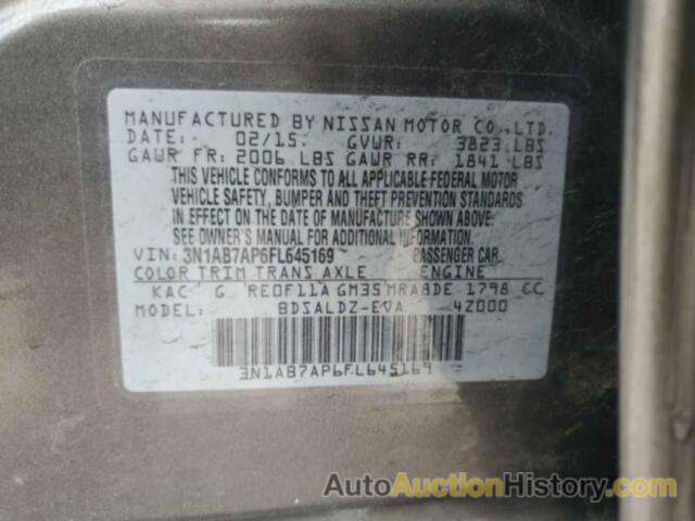 NISSAN SENTRA S, 3N1AB7AP6FL645169