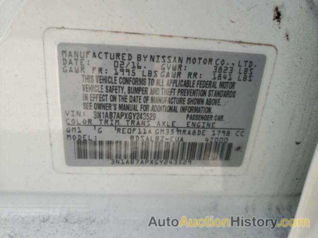 NISSAN SENTRA S, 3N1AB7APXGY243529