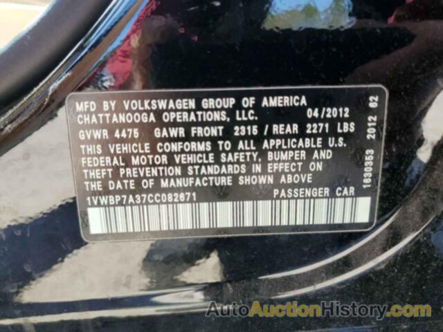 VOLKSWAGEN PASSAT SE, 1VWBP7A37CC082671