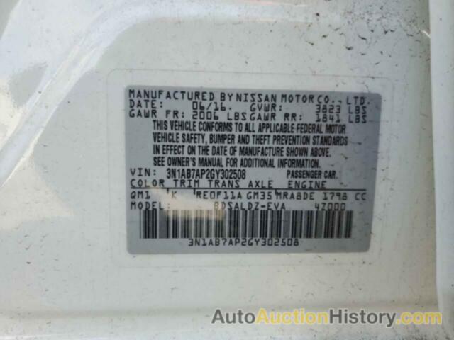 NISSAN SENTRA S, 3N1AB7AP2GY302508