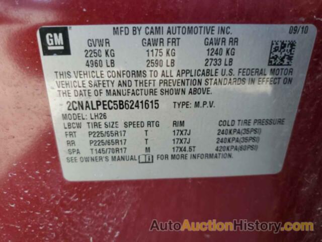 CHEVROLET EQUINOX LT, 2CNALPEC5B6241615